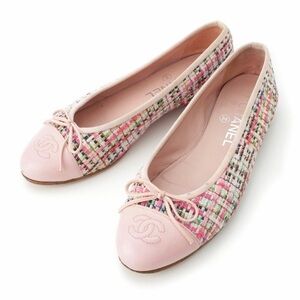 CHANEL Pink Tweed Ballet Flats / Size EU 36 / Full Set